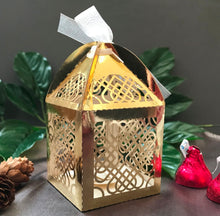 100pcs metallic Gold Laser Cut Wedding Favor Boxes,Laser Cut Gift Boxes,Candy Boxes with ribbon,Chocolate Packaging Boxes,Chocolate Boxes - Kdecoration