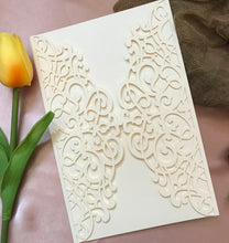 50pcs Pearl Cream Invitation Cards,Bridal Shower Invitations,laser cut wedding invite covers - Kdecoration