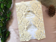 50pieces Pearl Ivory Flower Branch laser cut Wedding Invitations,laser cut Invitation Cards - Kdecoration