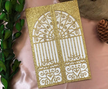 50pcs Glitter Gate Laser Cut Wedding Invitations,Birthday Invitations,Laser Cut Wedding Cards - Kdecoration