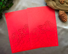 50pcs Rose Red Pocket Invitation,Menu Cards,Laser Cut Wedding Cards,Pocket Invitations Cards,Invite - Kdecoration