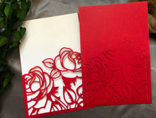 50pcs Rose Red Pocket Invitation,Menu Cards,Laser Cut Wedding Cards,Pocket Invitations Cards,Invite - Kdecoration