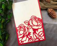 50pcs Rose Red Pocket Invitation,Menu Cards,Laser Cut Wedding Cards,Pocket Invitations Cards,Invite - Kdecoration