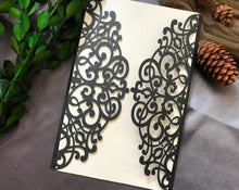 50pcs Pearl Black Laser Cut Wedding Invitation,Engagement Invitations Card,Invitation Cards - Kdecoration