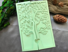 50pcs Pearl Green Tree Birthday Invitations cards,Laser Cut Wedding Invite,laser cut wedding invitations - Kdecoration