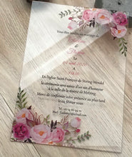 Invitation de mariage en acrylique Floral rose 10 pièces, invitations en acrylique de conception gratuite, Invitation de douche nuptiale