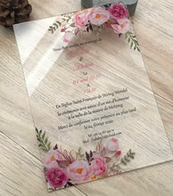 Invitation de mariage en acrylique Floral rose 10 pièces, invitations en acrylique de conception gratuite, Invitation de douche nuptiale