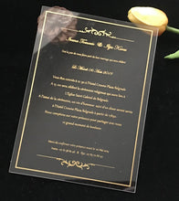 10pcs Free design acrylic wedding invitations,Gold Ink Acrylic Invitations,Acrylic Menu Cards