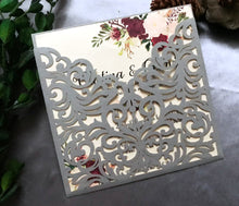 50pcs Pearl Silver Laser Cut Wedding Card,Pocket Invitation Sleeve,Invitations,Pockets Invites Cover - Kdecoration