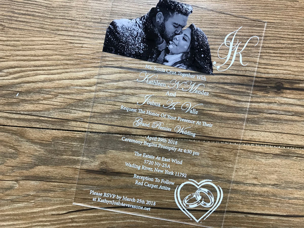 10pcs Acrylic Wedding Invitaition,Acrylic Engagement invitation,Acrylic photo invitation,Menu Cards - Kdecoration