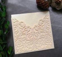 50pcs Pearl Ivory Laser cut wedding Invitations,custom pocket Bridal Shower Invitations - Kdecoration