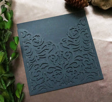 50pcs Dark Navy Blue Pocket Wedding Invite Covers,Invitations Sleeves,Laser Cut Wedding Cards - Kdecoration