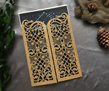 50pcs Glitter Gold laser cut wedding invitations,Laser Cut Wedding Cards,Menu Cards - Kdecoration