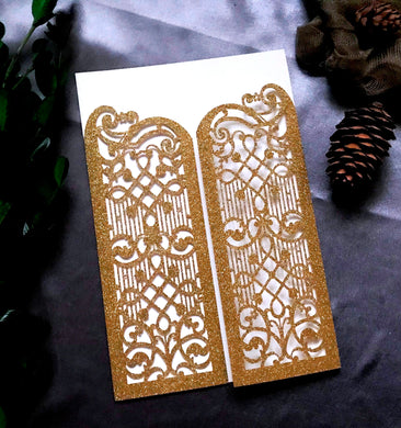 50pcs Glitter Gold laser cut wedding invitations,Laser Cut Wedding Cards,Menu Cards - Kdecoration