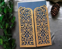 50pcs Glitter Gold laser cut wedding invitations,Laser Cut Wedding Cards,Menu Cards - Kdecoration