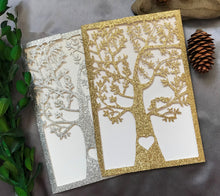 50pcs Glitter Paper Laser Cut tree Wedding Invite cards,laser cut invitations Cards,Sweet 16th birthday invitation Cards,save the date cards,engagement invitations - Kdecoration