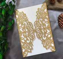 50pcs Glitter Gold Laser Cut Wedding Cards,Invitations Cards,Bridal Shower Invitations - Kdecoration