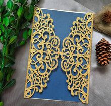 50pcs Glitter Gold Laser Cut Wedding Cards,Invitations Cards,Bridal Shower Invitations - Kdecoration