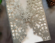 50pcs Glitter Silver Snowflake Laser Cut Wedding Invite,Laser Cut Wedding Cards,Wedding Invitations - Kdecoration