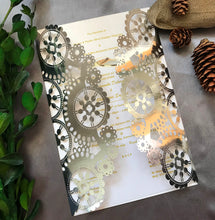 50pcs Metallic Silver Seahorse Laser Cut Invitations,Beach laser cut wedding Invitations - Kdecoration