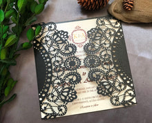 50pcs Pearl Black Laser Cut Wedding Cards,Wedding Invitations,Invitation Card,Engagement Invitations - Kdecoration