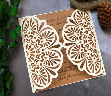 50pcs Pearl Cream Birthday Invitations,Laser Cut Wedding Invitations,Laser Cut Wedding Cards,Flower Invitations Cards - Kdecoration