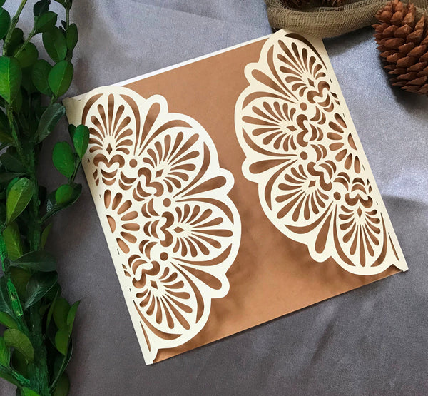 50pcs Pearl Cream Birthday Invitations,Laser Cut Wedding Invitations,Laser Cut Wedding Cards,Flower Invitations Cards - Kdecoration