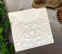 50pcs Pearl White Birthday Invitations,Pocket laser cut Wedding Invitations,custom engagement invite cards,pocket Laser Cut Wedding Cards - Kdecoration