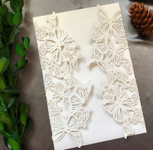 50pcs Pearl White Butterfly laser cut wedding invite,customize Bridal Shower Invitations - Kdecoration