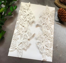 50pcs Pearl White Butterfly laser cut wedding invite,customize Bridal Shower Invitations - Kdecoration