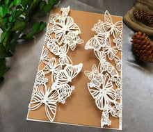 50pcs Pearl White Butterfly laser cut wedding invite,customize Bridal Shower Invitations - Kdecoration