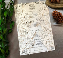 50pcs Pearl White Butterfly laser cut wedding invite,customize Bridal Shower Invitations - Kdecoration