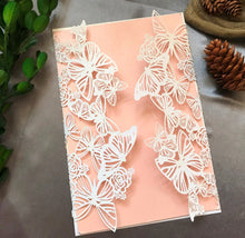 50pcs Pearl White Butterfly laser cut wedding invite,customize Bridal Shower Invitations - Kdecoration