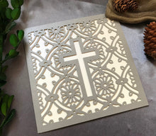 50pcs Pearl Silver Cross Laser Cut Wedding Card,Quince Invitations,Sweet Sixteen Birthday Invitation - Kdecoration