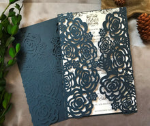 50pcs Dark Navy Blue Laser Cut Wedding Invite,Birthday Invitations,Bridal Shower Invitation - Kdecoration