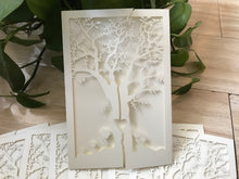 50pcs Pearl Cream Tree Laser Cut Wedding Cards,Invitations Cards,wedding invitation stationery - Kdecoration