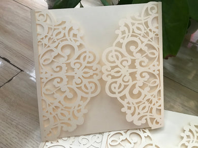 50pcs pearl ivory laser cut wedding invitations printing services,engagement invitation - Kdecoration