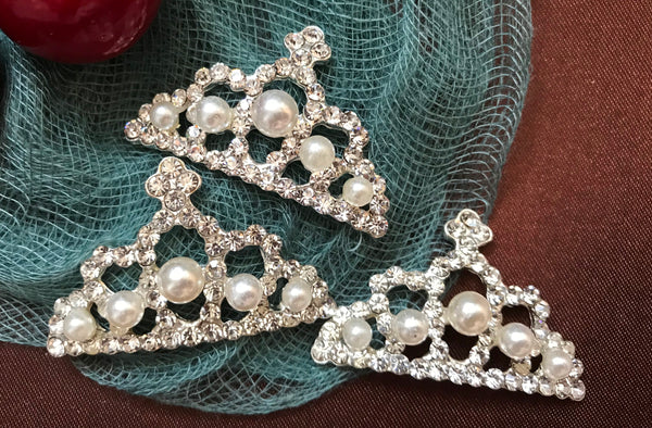 10pcs Crown Rhinestone Buttons,Crown Girl Party Dressing Decorated Buckles - Kdecoration