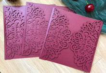 50pcs pearl burgundy red floral Laser Cut Wedding Cards,Invitation Cards,Baby Shower Invitations - Kdecoration