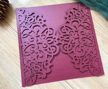 50pcs pearl burgundy red floral Laser Cut Wedding Cards,Invitation Cards,Baby Shower Invitations - Kdecoration