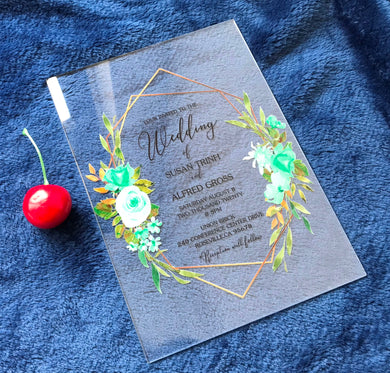 10pcs custom printing Floral Custom Acrylic Invitation,Acrylic Wedding Invitation - Kdecoration