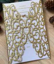 50pcs Glitter Gold Laser Cut Wedding Cards,Bridal Shower Invitation,Engagement Invitations - Kdecoration