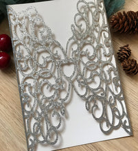 50pcs Glitter Silver Plug-in laser cut Wedding invitation,Bridal Shower Invitations Covers - Kdecoration