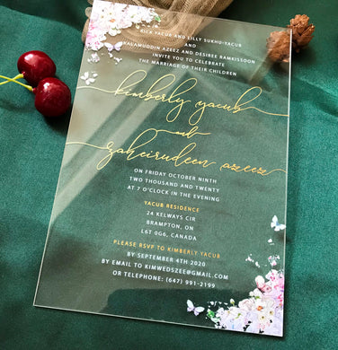 10pcs Custom printing Acrylic Wedding Invitation, Acrylic Invitation, gold Ink Acrylic Invitation - Kdecoration