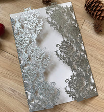 50pcs Glitter Silver Bridal Shower Invitation,Laser Cut Wedding Cards,baptism invitations - Kdecoration