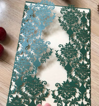 50pieces Pearl Blackish Green Laser Cut Wedding Cards,Invitations Cards,Laser Cut Invitations Cards - Kdecoration