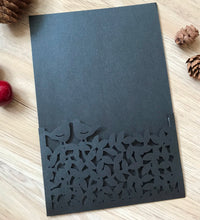 50pcs Pearl Black Laser Cut Menu Cards,Pocket Invitations,Laser Cut Wedding Cards - Kdecoration