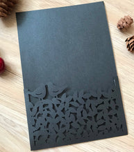 50pcs Pearl Black Laser Cut Menu Cards,Pocket Invitations,Laser Cut Wedding Cards - Kdecoration