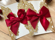 50pcs Glitter Gold Laser Cut Wedding Card with ribbon,Congratulations Wedding Invitation with ribbon - Kdecoration