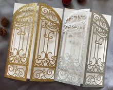 50pcs Glitter Gold Wedding Invitations,Laser Cut Invitation Cards,Laser Cut Wedding Cards - Kdecoration